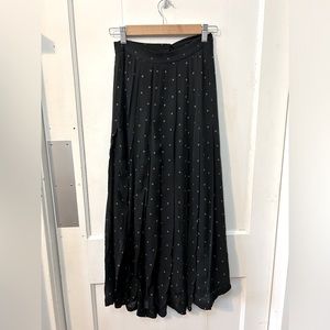 Vintage Anne Klein Black Polka Dot Pleated Midi Skirt Size 6